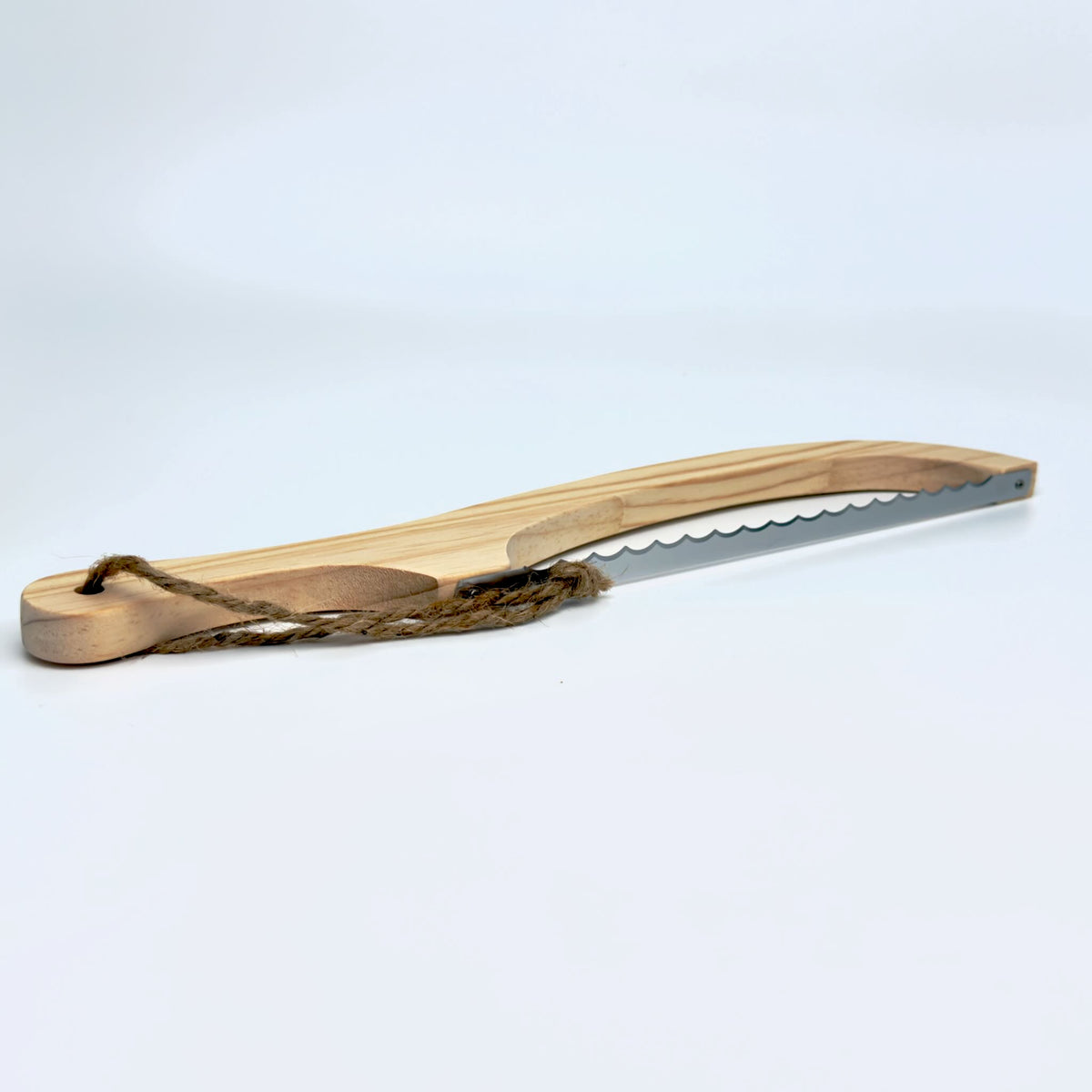 Bow handle bread knife front view