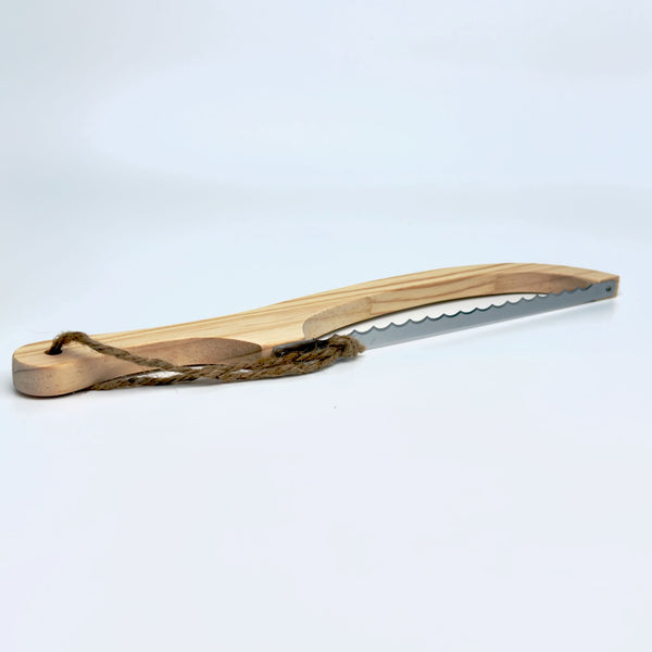Bow handle bread knife front view