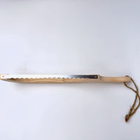 Bow handle bread knife top view
