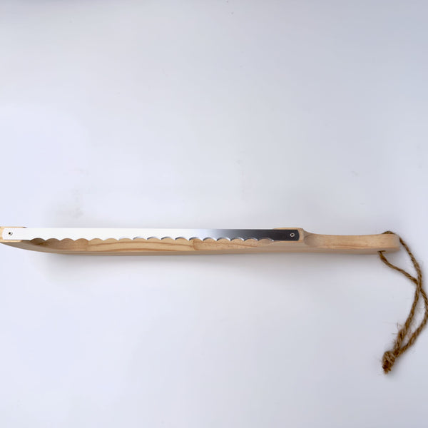 Bow handle bread knife top view