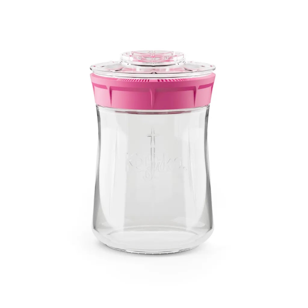 Small Kefirko kefir fermenter with pink lid – stylish glass jar for kefir fermentation