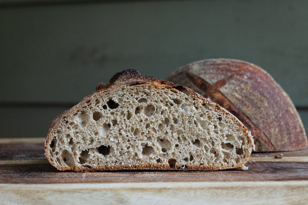 perfect loaf of sourdough bread cut open