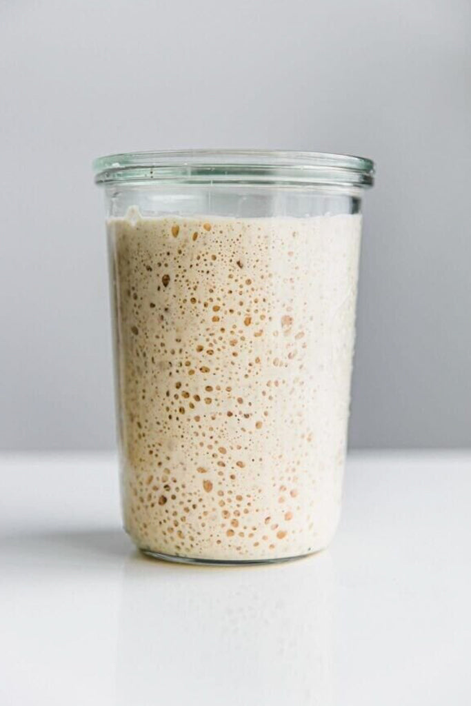 bubbling wheat sourdough starter